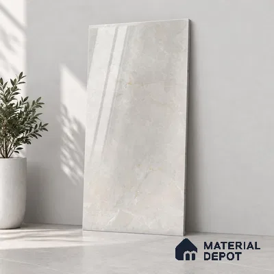 Marble Wall & Floor Tile TL 13176 Silver 4 ft x 2 ft Glossy Finish Vitrified Tile - 9 mm | 4 Random Designs | Suitable For Living Room, Bedroom, Dining