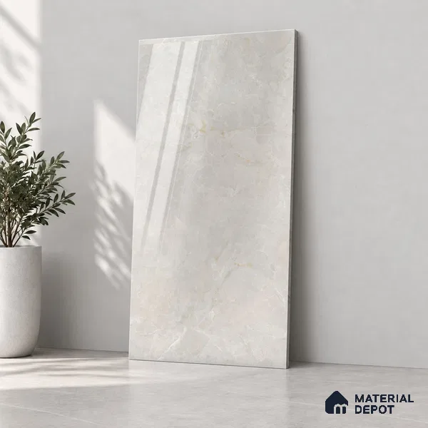 Marble Wall & Floor Tile TL 13176 Silver 4 ft x 2 ft Glossy Finish Vitrified Tile - 9 mm | 4 Random Designs | Suitable For Living Room, Bedroom, Dining