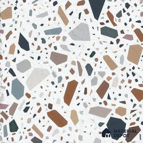Terrazzo Floor & Wall Tile TL 13180 Realistic Multi Granolithic  1 ft x 1 ft Ceramic Matte Finish Tile - 9 mm | Suitable for Living Room, Bathroom & Office