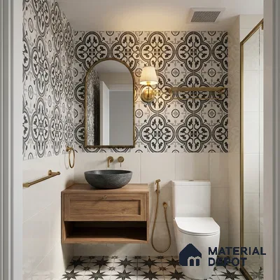 Moroccan Look Floor & Wall Tile TL 13186 DR 09 8 inch x 8 inch Matte Finish Porcelain Tile - 9 mm