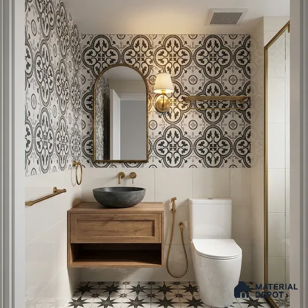 Moroccan Look Floor & Wall Tile TL 13186 DR 09 8 inch x 8 inch Matte Finish Porcelain Tile - 9 mm