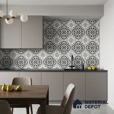 Moroccan Look Floor & Wall Tile TL 13186 DR 09 8 inch x 8 inch Matte Finish Porcelain Tile - 9 mm