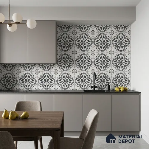 Moroccan Look Floor & Wall Tile TL 13186 DR 09 8 inch x 8 inch Matte Finish Porcelain Tile - 9 mm