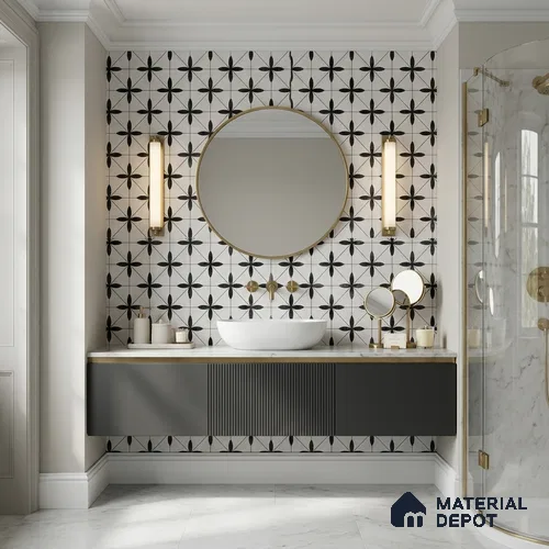 Moroccan Look Floor & Wall Tile TL 13187 DR 12 8 inch x 8 inch Matte Finish Porcelain Tile - 9 mm
