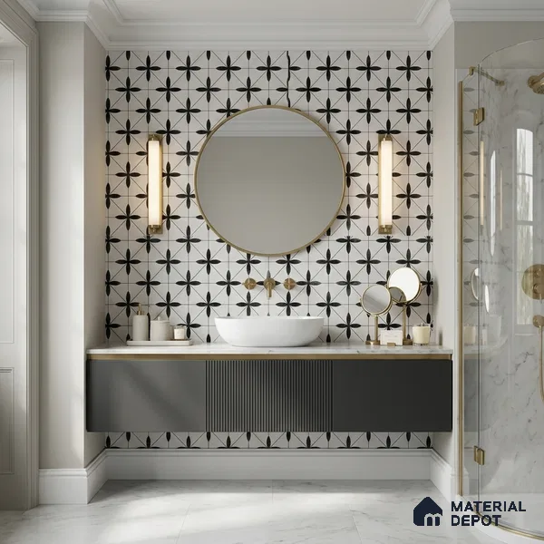 Moroccan Look Floor & Wall Tile TL 13187 DR 12 8 inch x 8 inch Matte Finish Porcelain Tile - 9 mm