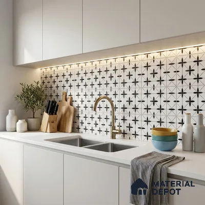 Moroccan Look Floor & Wall Tile TL 13187 DR 12 8 inch x 8 inch Matte Finish Porcelain Tile - 9 mm