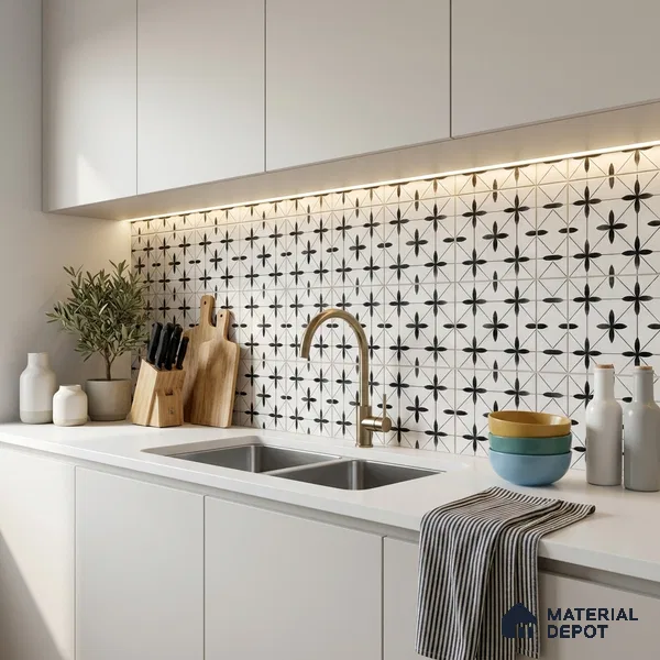 Moroccan Look Floor & Wall Tile TL 13187 DR 12 8 inch x 8 inch Matte Finish Porcelain Tile - 9 mm