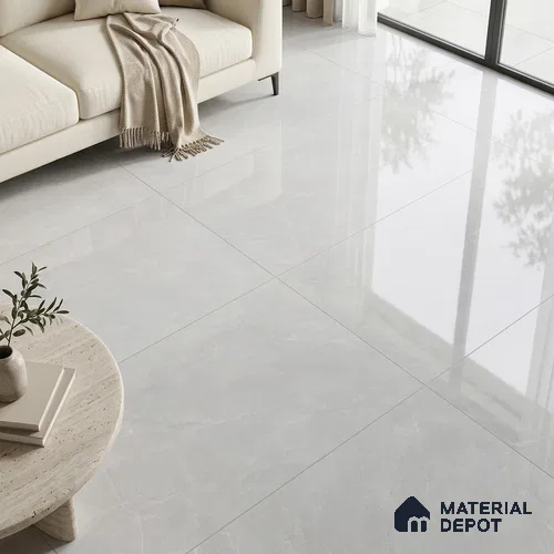 Marble Floor & Wall Tile TL 13206 Murfi Bianco 4 ft x 2 ft Glossy Finish Vitrified Tile - 9 mm | 4 Random Design | Suitable For Living Room, Bedroom & Dining Area
