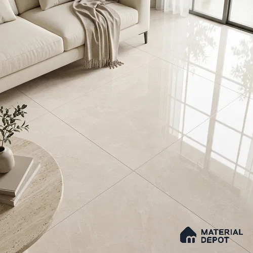 Marble Floor & Wall Tile TL 13206 C Murfi Crema 4 ft x 2 ft Glossy Finish Vitrified Tile - 9 mm | 4 Random Design | Suitable For Living Room, Bedroom & Dining Area