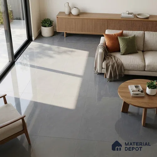 Marble Floor & Wall Tile TL 13206 D Murfi Grey 4 ft x 2 ft Glossy Finish Vitrified Tile - 9 mm | 4 Random Design | Suitable For Living Room, Bedroom & Dining Area
