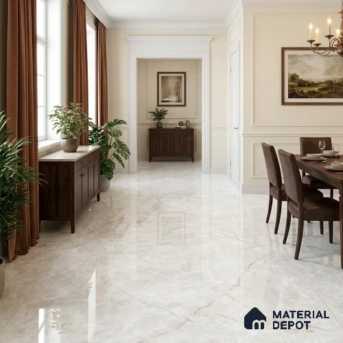 Marble Floor & Wall Tile TL 13296 B Endless Denver Ice 6 ft x 4 ft Pearl Finish Vitrified Tile - 9 mm | Suitable For Living Room, Bedroom & Dining Area