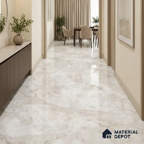 Marble Floor Tile TL 13299 B Endless Myra Bianco 6 ft x 4 ft Glossy Finish Colorbody Vitrified Tile - 15 mm | Suitable For Living Room, Bedroom & Dining Area