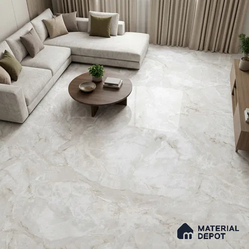 Marble Floor Tile TL 13299 B Endless Myra Bianco 6 ft x 4 ft Glossy Finish Colorbody Vitrified Tile - 15 mm | Suitable For Living Room, Bedroom & Dining Area