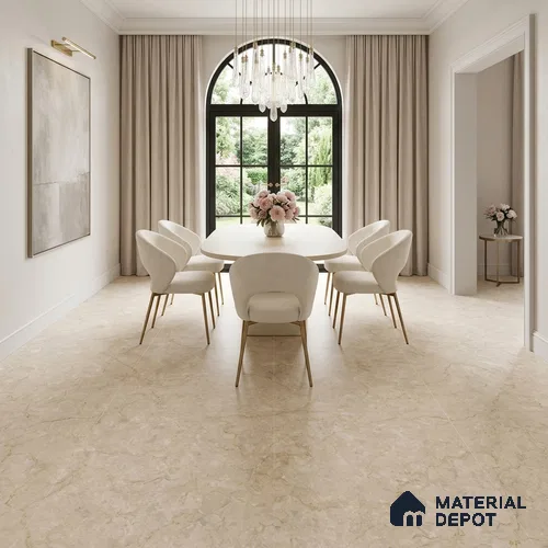 Marble Floor Tile TL 13302 Endless Polaris Crema 6 ft x 4 ft Matte Carving Finish Colorbody Vitrified Tile - 15 mm | Suitable For Living Room, Bedroom & Dining Area