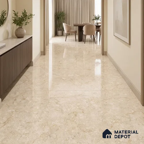Marble Floor & Wall Tile TL 13302 B Endless Polaris Crema 6 ft x 4 ft Glossy Finish Vitrified Tile - 9 mm | Suitable For Living Room, Bedroom & Dining Area