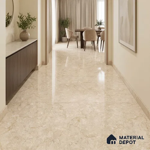 Marble Floor Tile TL 13302 C Endless Polaris Crema 6 ft x 4 ft Glossy Finish Colorbody Vitrified Tile - 15 mm | Suitable For Living Room, Bedroom & Dining Area