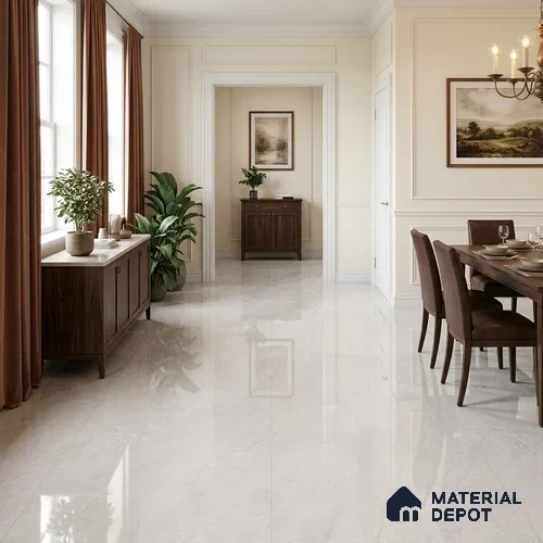 Marble Floor & Wall Tile TL 13304 D Grey Glam 6 ft x 4 ft Pearl Carving Finish Vitrified Tile - 9 mm | Suitable For Living Room, Bedroom & Dining Area