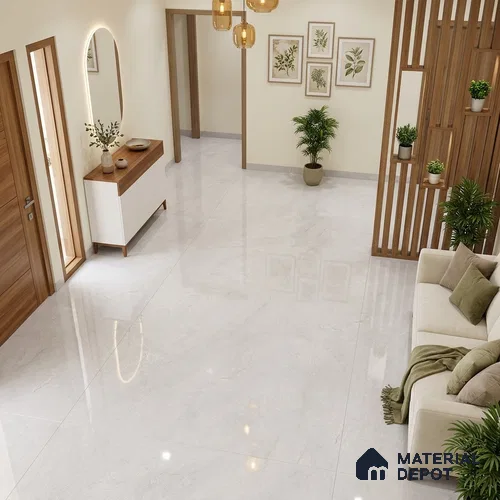 Marble Floor & Wall Tile TL 13304 D Grey Glam 6 ft x 4 ft Pearl Carving Finish Vitrified Tile - 9 mm | Suitable For Living Room, Bedroom & Dining Area