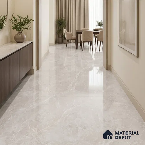 Marble Floor Tile TL 13305 B Kenzo Bianco 6 ft x 4 ft Glossy Finish Colorbody Vitrified Tile - 15 mm | Suitable For Living Room, Bedroom & Dining Area