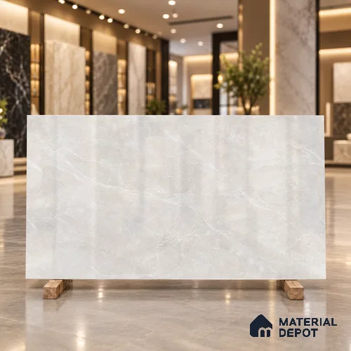 Marble Floor Tile TL 13305 B Kenzo Bianco 6 ft x 4 ft Glossy Finish Colorbody Vitrified Tile - 15 mm | Suitable For Living Room, Bedroom & Dining Area