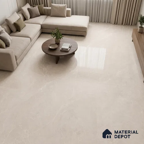 Marble Floor & Wall Tile TL 13305 D Kenzo Crema 6 ft x 4 ft Glossy Finish Vitrified Tile - 9 mm | Suitable For Living Room, Bedroom & Dining Area