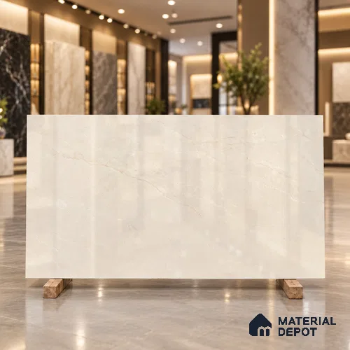 Marble Floor & Wall Tile TL 13308 Marquina Beige 6 ft x 4 ft Glossy Finish Vitrified Tile - 9 mm | Suitable For Living Room, Bedroom & Dining Area