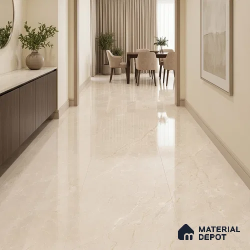 Marble Floor Tile TL 13308 B Marquina Beige 6 ft x 4 ft Glossy Finish Colorbody Vitrified Tile - 15 mm | Suitable For Living Room, Bedroom & Dining Area