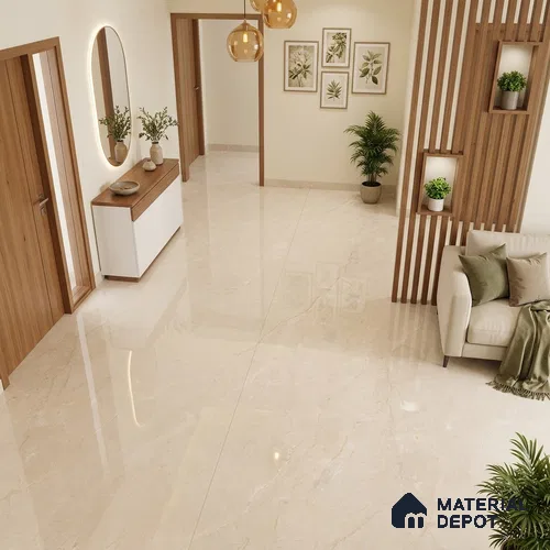 Marble Floor & Wall Tile TL 13308 C Marquina Beige 6 ft x 4 ft Pearl Finish Vitrified Tile - 9 mm | Suitable For Living Room, Bedroom & Dining Area