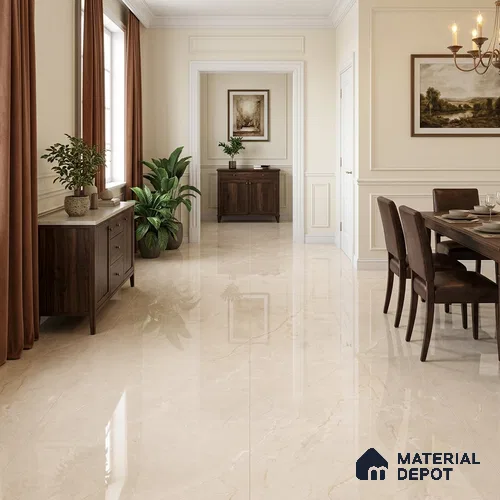 Marble Floor & Wall Tile TL 13308 D Marquina Beige 6 ft x 4 ft Pearl Carving Finish Vitrified Tile - 9 mm | Suitable For Living Room, Bedroom & Dining Area