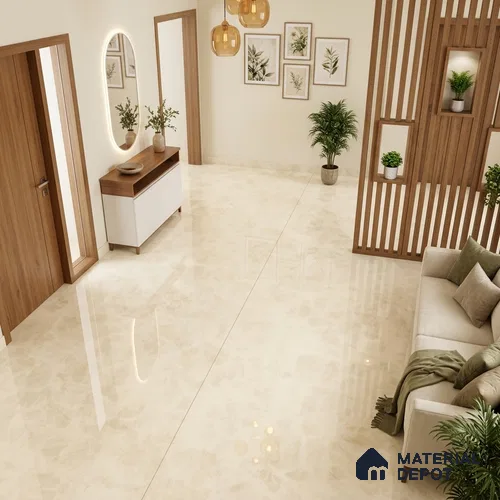 Marble Floor & Wall Tile TL 13311 Onyx Pearl 6 ft x 4 ft Pearl Carving Finish Vitrified Tile - 9 mm | Suitable For Living Room, Bedroom & Dining Area