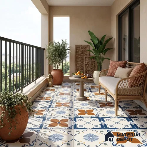 Moroccan Wall & Floor Tile TL 13394 Azulejo Bloom 2 ft x 2 ft Matte Finish Vitrified Tile - 9 mm | Suitable For Kitchen, Bathroom, Balcony