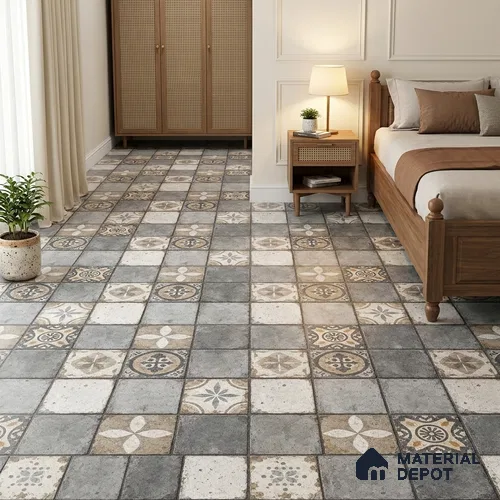 Moroccan Wall & Floor Tile TL 13395 Rustic Patchwork 2 ft x 2 ft Matte Finish Vitrified Tile - 9 mm | Suitable For Kitchen, Bathroom, Balcony