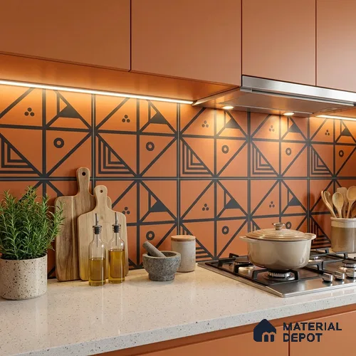 Moroccan Wall & Floor Tile TL 13400 Terracotta Origami 2 ft x 2 ft Matte Finish Vitrified Tile - 9 mm | Suitable For Kitchen, Bathroom, Balcony