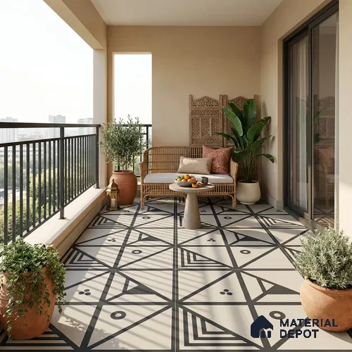 Moroccan Wall & Floor Tile TL 13400 B Grey Origami 2 ft x 2 ft Matte Finish Vitrified Tile - 9 mm | Suitable For Kitchen, Bathroom, Balcony