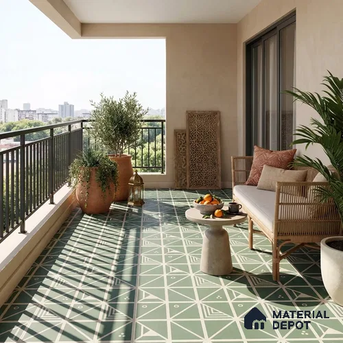 Moroccan Wall & Floor Tile TL 13400 C Jade Origami 2 ft x 2 ft Matte Finish Vitrified Tile - 9 mm | Suitable For Kitchen, Bathroom, Balcony