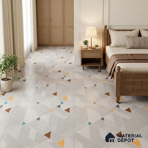 Moroccan Wall & Floor Tile TL 13406 Prism Grey 2 ft x 2 ft Matte Carving Finish Vitrified Tile - 9 mm | Suitable For Kitchen, Bathroom, Balcony