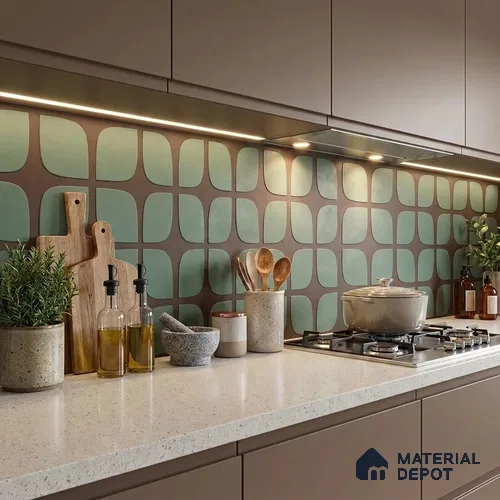 Moroccan Wall & Floor Tile TL 13410 Teal Petals 2 ft x 2 ft Matte Carving Finish Vitrified Tile - 9 mm | Suitable For Kitchen, Bathroom, Balcony