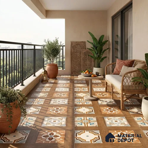Moroccan Wall & Floor Tile TL 13415 Heritage Parquet 2 ft x 2 ft Matte Finish Vitrified Tile - 9 mm | Suitable For Kitchen, Bathroom, Balcony