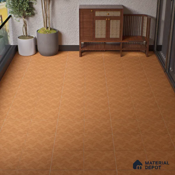 Parking Floor Tile TL 07581 Toffee Stone | 16 x 16 inch | Anti Slip Matte Finish Heavy Duty Vitrified Tile - 12 mm | Suitable For High Traffic Areas, Terrace, Balcony | Pattern Alignment May Vary | 2-3 mm Spacer is Mandatory