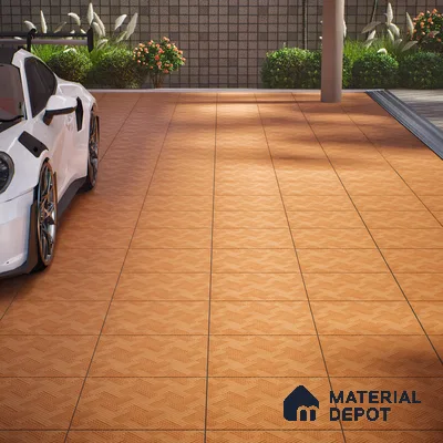 Parking Floor Tile TL 07581 Toffee Stone | 16 x 16 inch | Anti Slip Matte Finish Heavy Duty Vitrified Tile - 12 mm | Suitable For High Traffic Areas, Terrace, Balcony | Pattern Alignment May Vary | 2-3 mm Spacer is Mandatory