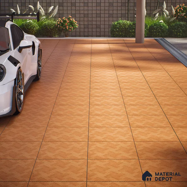 Parking Floor Tile TL 07581 Toffee Stone | 16 x 16 inch | Anti Slip Matte Finish Heavy Duty Vitrified Tile - 12 mm | Suitable For High Traffic Areas, Terrace, Balcony | Pattern Alignment May Vary | 2-3 mm Spacer is Mandatory