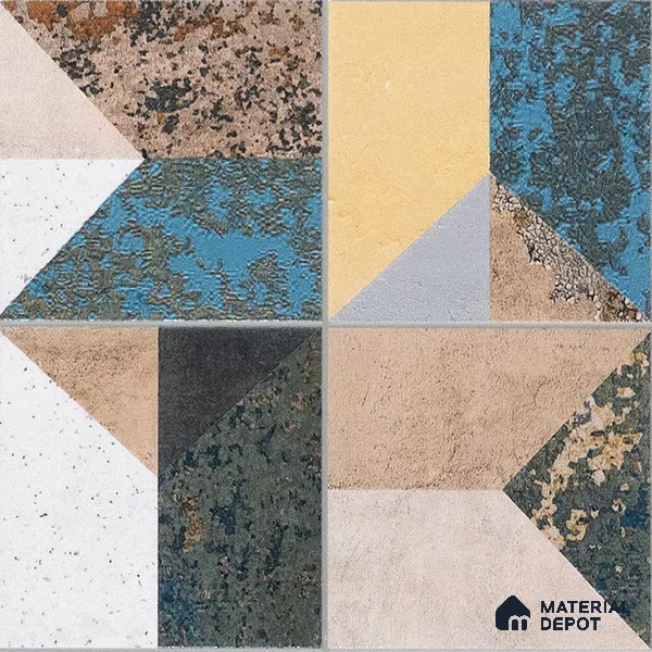 Abstract Floor Tile TL 04929 Marrakech Marino Gris 1 ft x 1 ft Ceramic Matte Finish - 9 mm | Random 2 | Suitable for Living Room, Bedroom, Bathroom, Courtyard, Balcony (Sample)