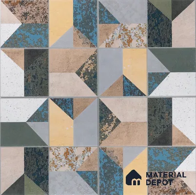 Abstract Floor Tile TL 04929 Marrakech Marino Gris 1 ft x 1 ft Ceramic Matte Finish - 9 mm | Random 2 | Suitable for Living Room, Bedroom, Bathroom, Courtyard, Balcony (Sample)