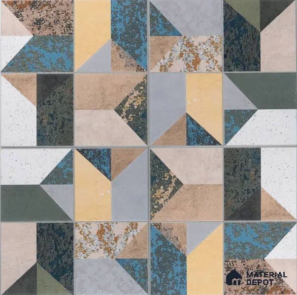 Abstract Floor Tile TL 04929 Marrakech Marino Gris 1 ft x 1 ft Ceramic Matte Finish - 9 mm | Random 2 | Suitable for Living Room, Bedroom, Bathroom, Courtyard, Balcony (Sample)