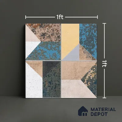 Abstract Floor Tile TL 04929 Marrakech Marino Gris 1 ft x 1 ft Ceramic Matte Finish - 9 mm | Random 2 | Suitable for Living Room, Bedroom, Bathroom, Courtyard, Balcony (Sample)