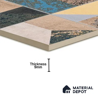 Abstract Floor Tile TL 04929 Marrakech Marino Gris 1 ft x 1 ft Ceramic Matte Finish - 9 mm | Random 2 | Suitable for Living Room, Bedroom, Bathroom, Courtyard, Balcony (Sample)