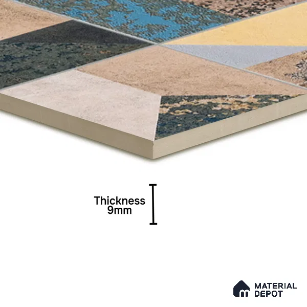 Abstract Floor Tile TL 04929 Marrakech Marino Gris 1 ft x 1 ft Ceramic Matte Finish - 9 mm | Random 2 | Suitable for Living Room, Bedroom, Bathroom, Courtyard, Balcony (Sample)