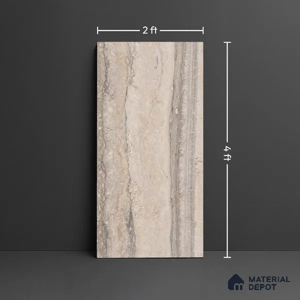 TL 04462 Travertino Romono 1200 x 600 mm Digital Punch Matte Finish Vitrified Tile - 9 mm (Sample)