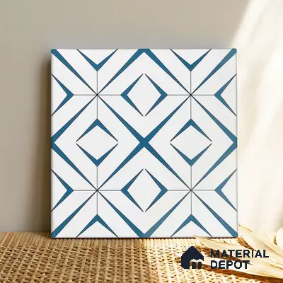 Moroccan Wall & Floor Tile TL 04935 Marrakech Starry Blue 1 ft x 1 ft Ceramic Matte Finish - 9 mm | Suitable for Living Room, Bedroom, Bathroom, Courtyard, Balcony | Please Expect a Slight Variation of Pattern