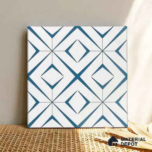 Moroccan Wall & Floor Tile TL 04935 Marrakech Starry Blue 1 ft x 1 ft Ceramic Matte Finish - 9 mm | Suitable for Living Room, Bedroom, Bathroom, Courtyard, Balcony | Please Expect a Slight Variation of Pattern